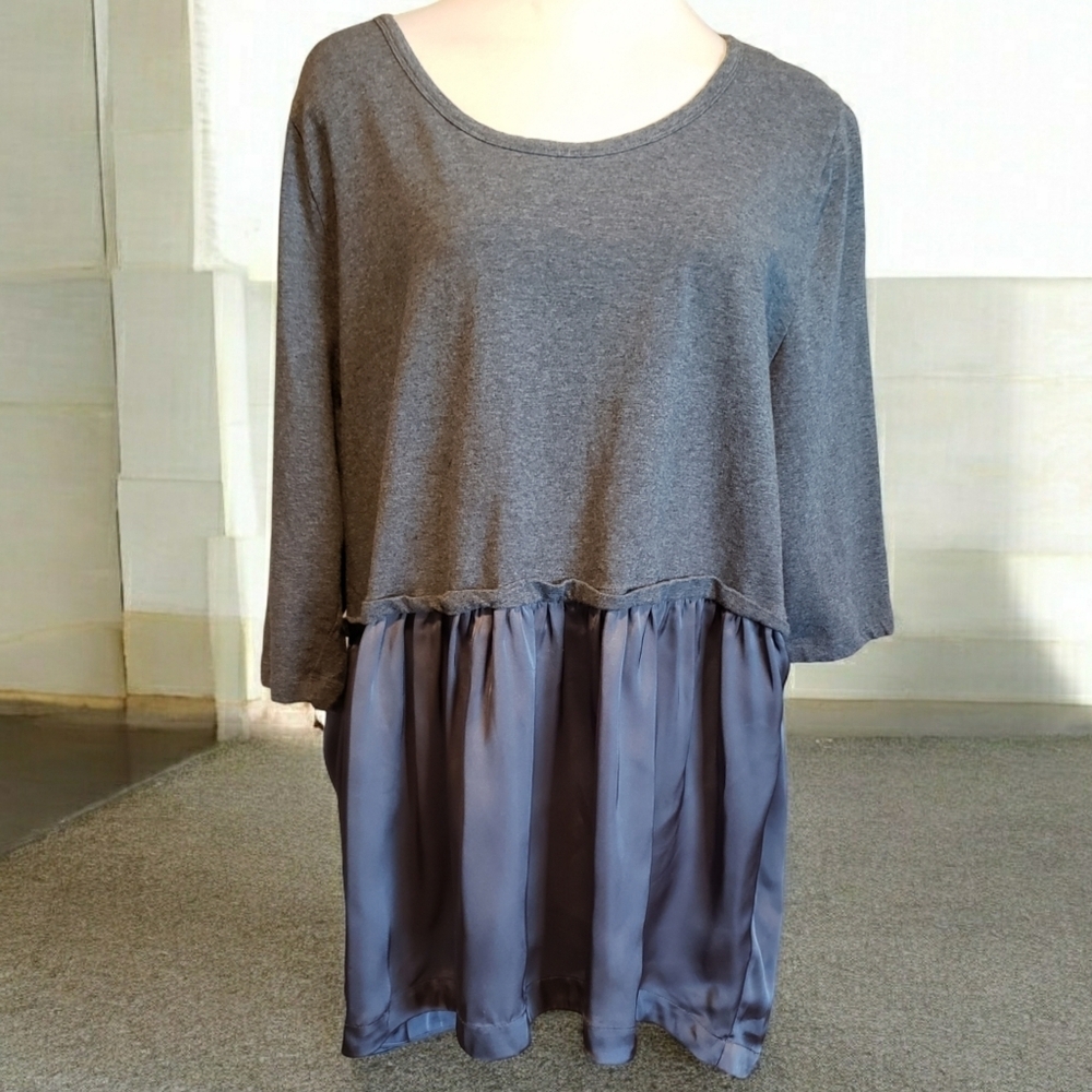 Soft Surroundings Womens  Top Gray 2X Plus Size Full Figured Minimalistic Tunic